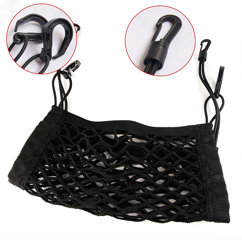 

1pc Black Universal Car Seat Storage Mesh/Organizer Mesh Cargo Net Hook Pouch Holder for Bag Luggage Pets Kids Disturb Stopper