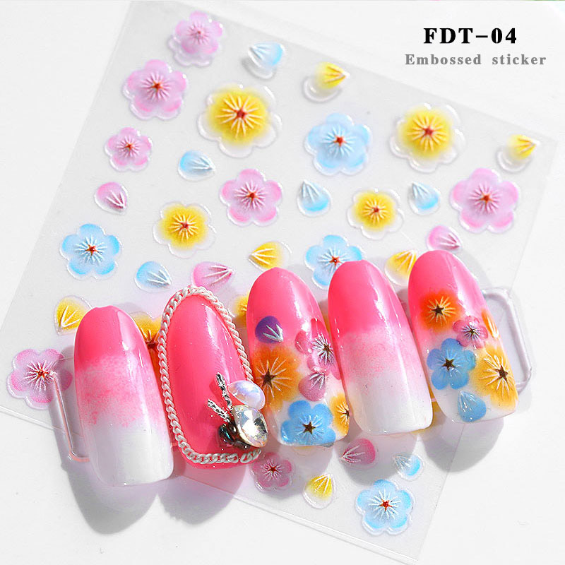 

5D Engraved Nails Sticker Flower Template Decals Tool DIY Manicure Decor Tools WH998