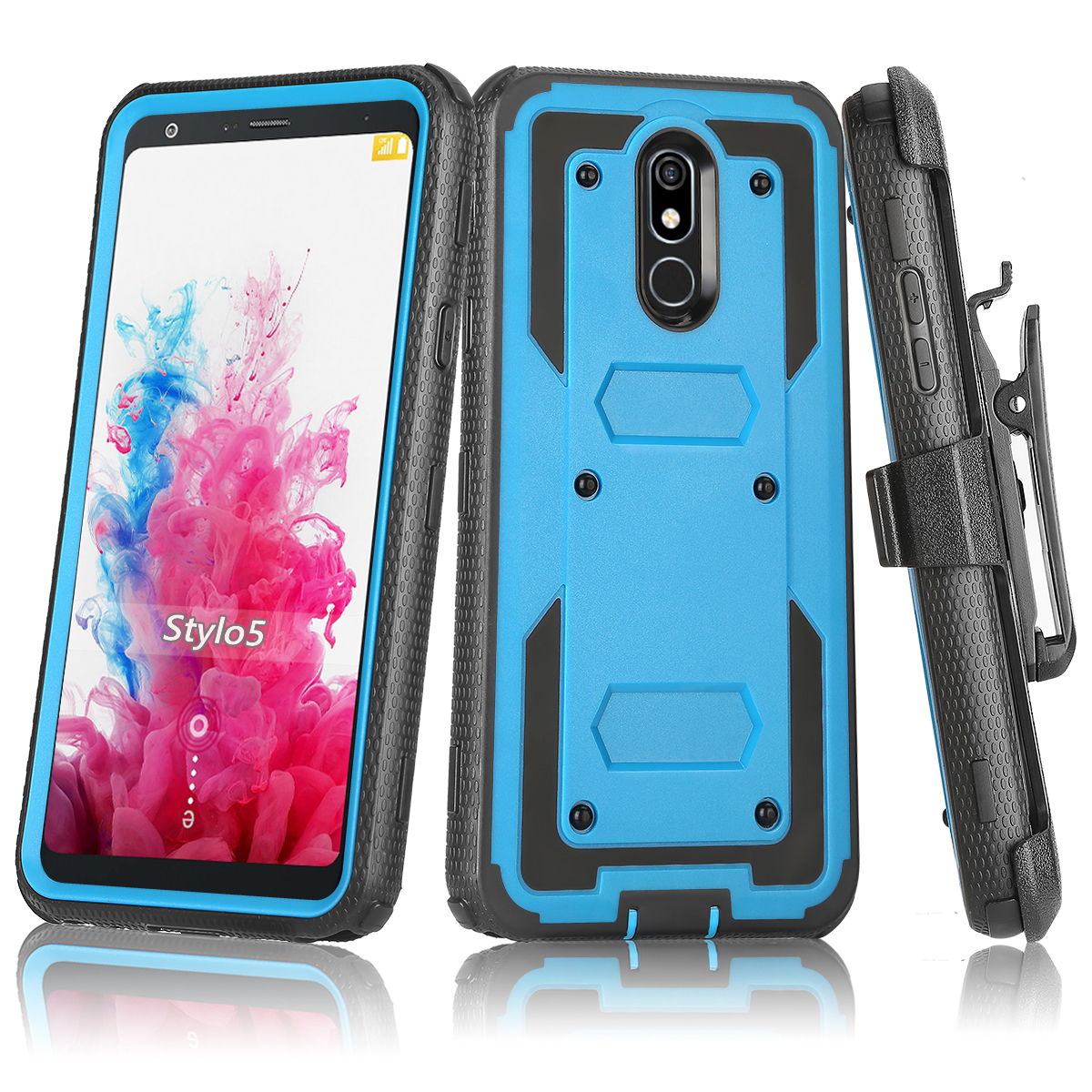 

Phone Cases For MOTO G POWER ONE 5g LG STYLO 7 4G 5G ace With Heavy Duty Shockproof Anti-drop Belt Clip Kickstand Defender Built-in Screeen protective Cover, White