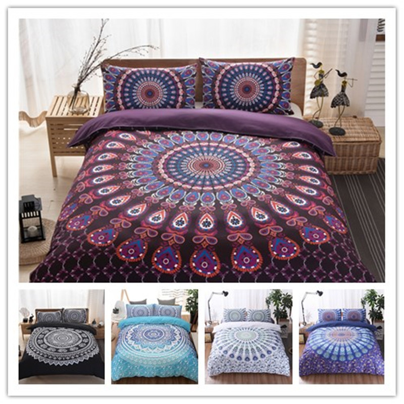 

bohemian peacock ethnic duvet cover set king queen double full  single size bed linen set, Xqminzufengzi