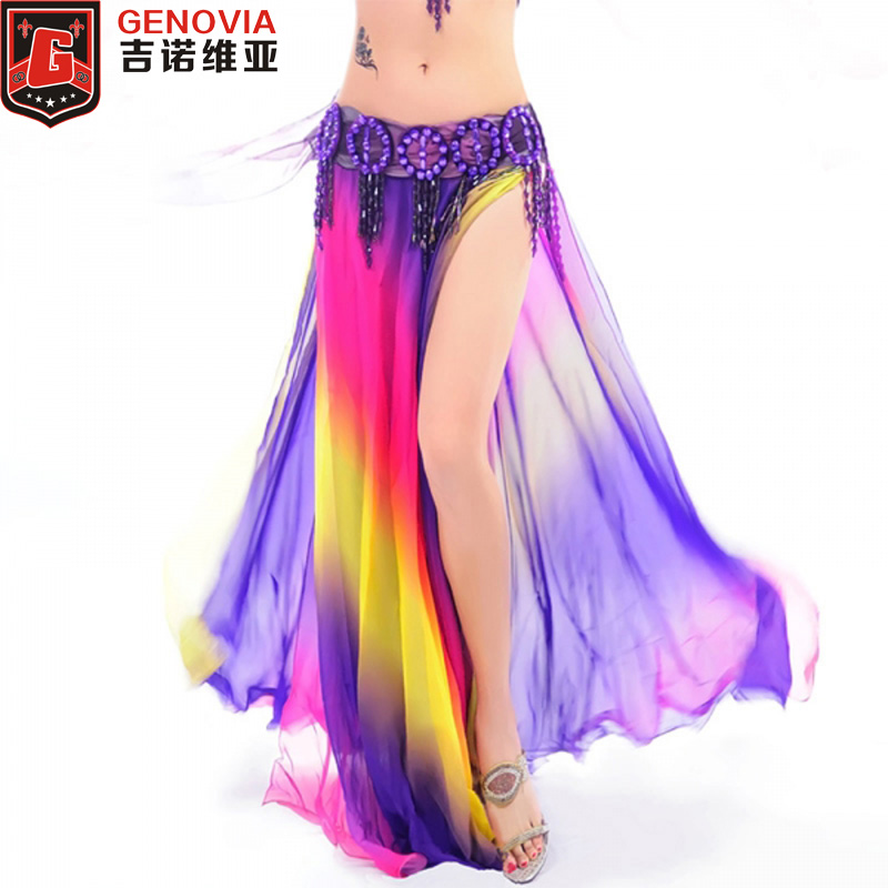 

2019 Belly Dance Costume Skirt 2 Layers with Slits Skirt Dress 6 Colors New 2019, Blue