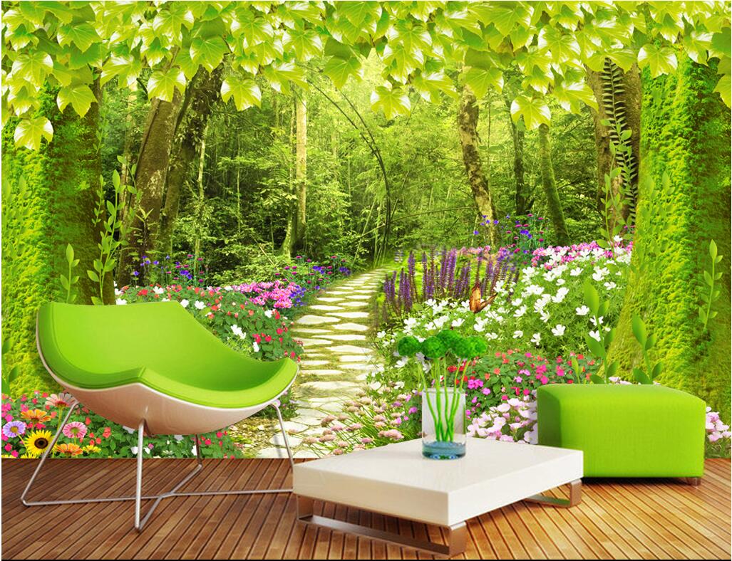 

WDBH 3d wallpaper custom photo Fresh forest path tv background painting living room home decor 3d wall muals wall paper for walls 3 d, Non-woven