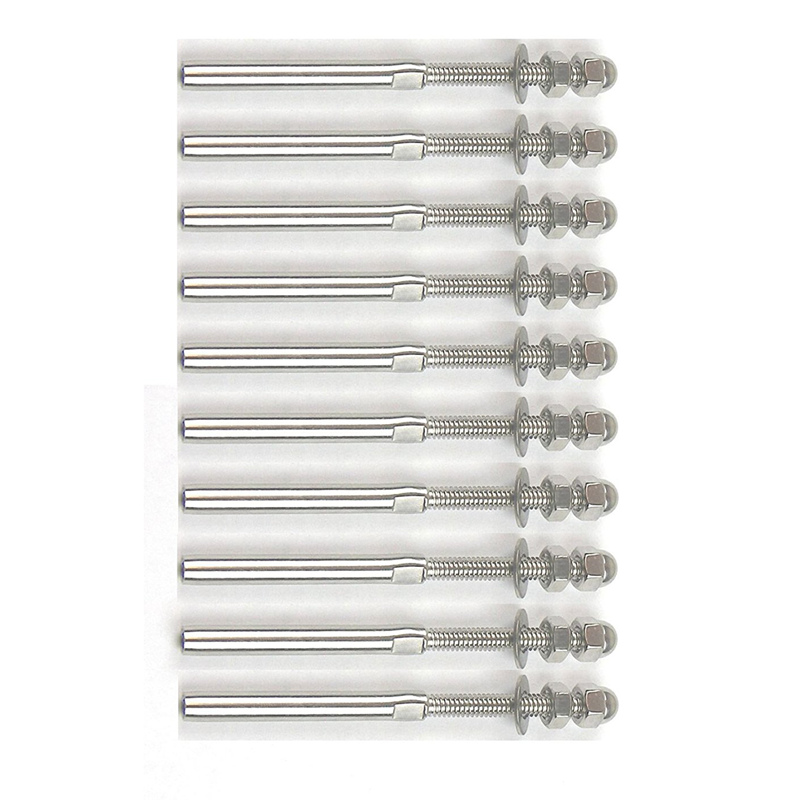 

10 pcs Stainless Steel Cable Railing End Fitting Terminal - Stud End Fitting- Right Hand Swage- 1/8 INCH Cable - Hand Rail Dec