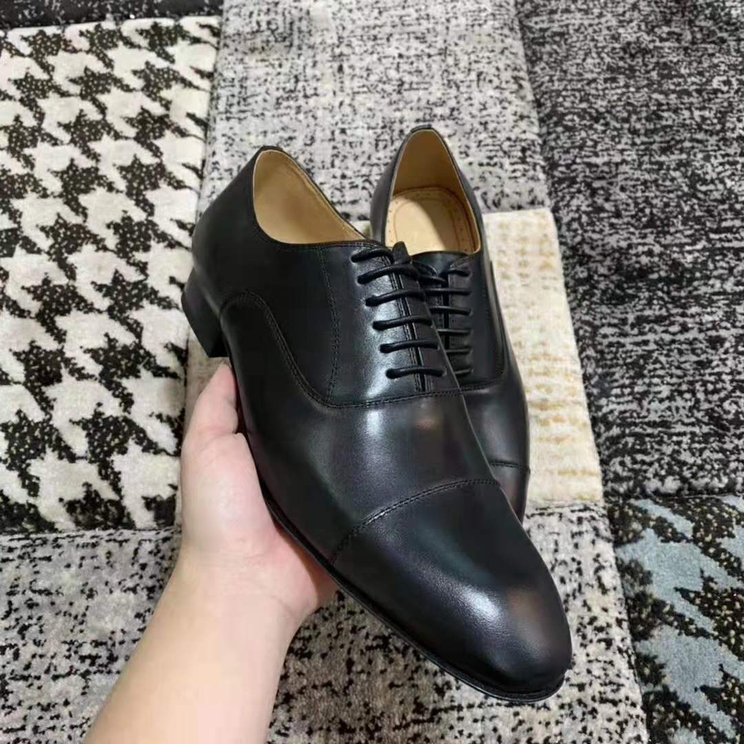 

Famous Brand Gentleman Wedding Party Dress Fashion Men Red Bottom Loafers Genuine Leather Shoes Man Walking Comfortable Casual Shoes, Black