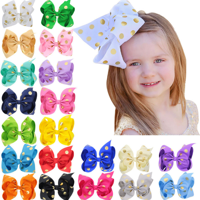 

18cm Baby Girls Big bow Hair Clips Dot Bows Kids Dot Grosgrain Bowknot Hairbands Children Accessories Free shipping, Mixed
