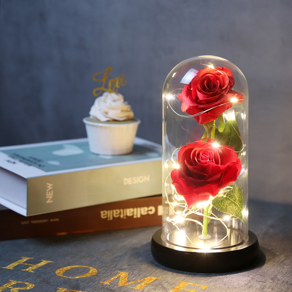 

Romantic Glass Rose Wedding Decoration Home Furnishing Holiday Gifts Dec#06, Red
