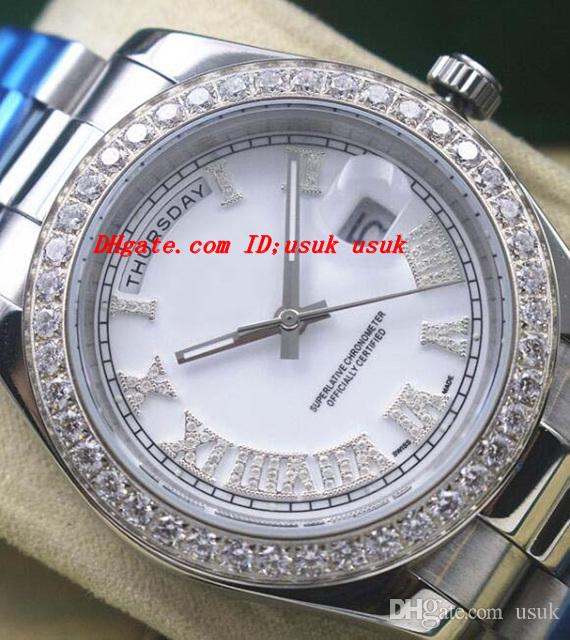 

Luxury Watches Mens Platinum II White/Red Dial Diamond Roman Numerals Automatic Fashion Brand Men's Watch Wristwatch