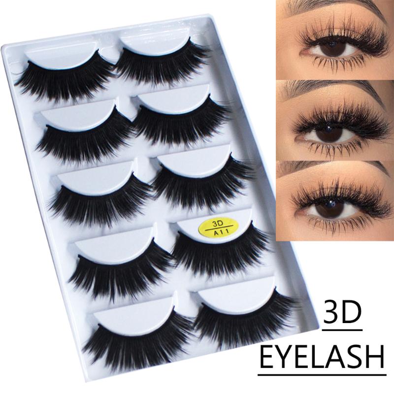

5 Pairs Faux Mink False Eyelashes Natural/Thick Long Wispies Lash Handmade Eyelash Lashes Extension Makeup Tools