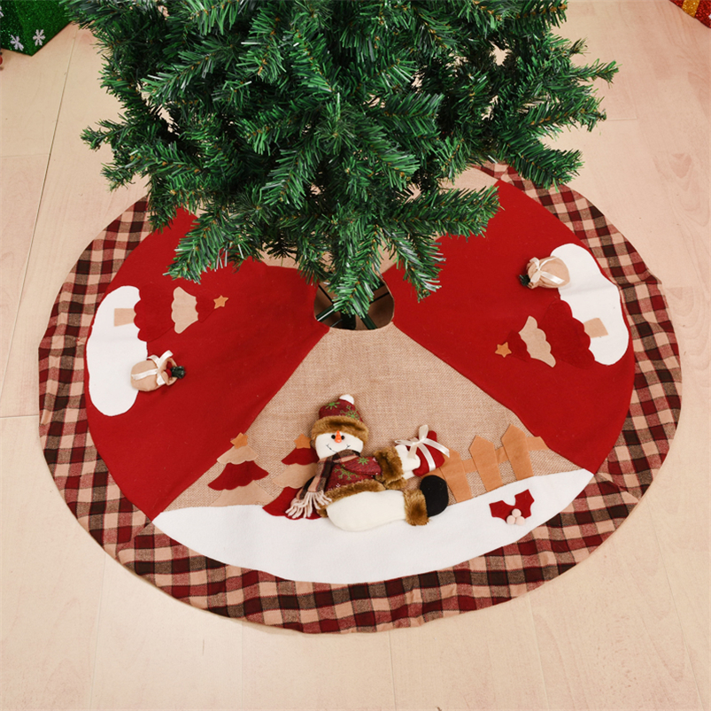 

Big 100cm christmas tree skirt carpet Aprons Santa Claus Snowman Red Xmas Tree Ornament New Year falda arbol de navidad 2020