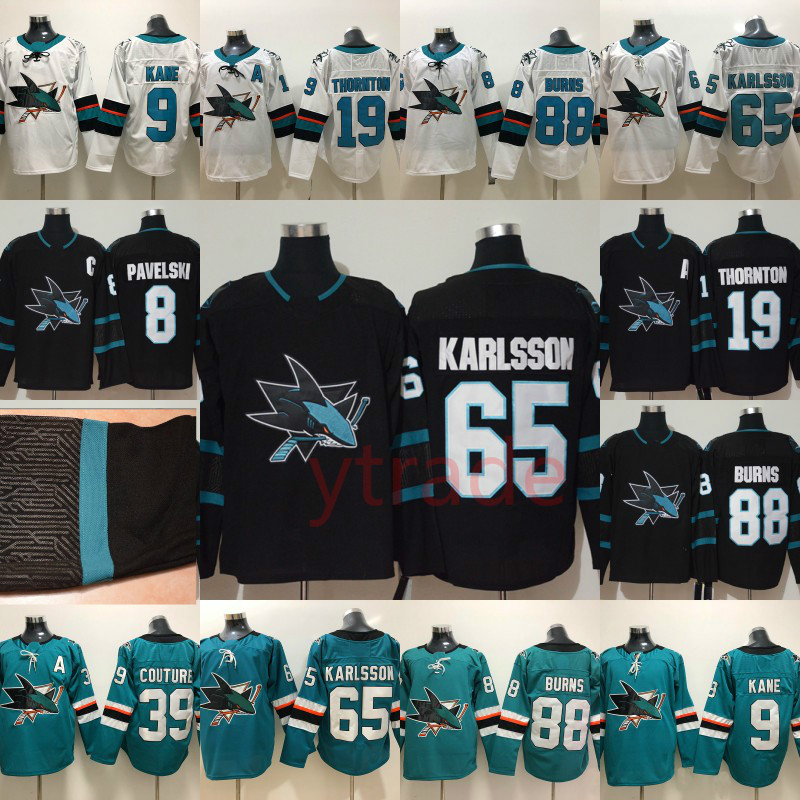 

8 Joe Pavelski San Jose Sharks Hockey Jersey 65 Erik Karlsson 19 Joe Thornton Logan Couture 88 Brent Burns 9 Evander Kane Hertl Green Black, #65 third