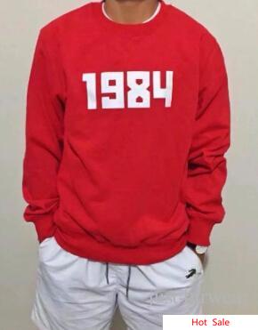 

1984 Print Men Women High Street Pullover Hoodie Gosh Rub Lovers Casual Fashion Hooded Sweatshirt Active Sweaters Top, Red crew neck