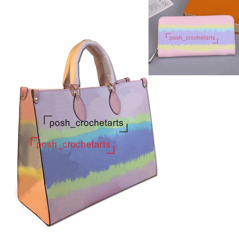 

Designer Tie Dye Bag with Matching Zippy Wallet Pastel Bags for Designer's Summer 2020 Luxury Tie Dye Handbag Purses for Women