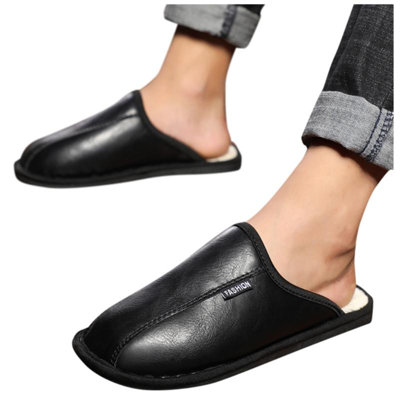 

Slipper Men's Slipper Indoor Keep Warm Shoes Platform Household Cotton Slippers Ound Toe Slip-on 2020 Platform Slippers, Black