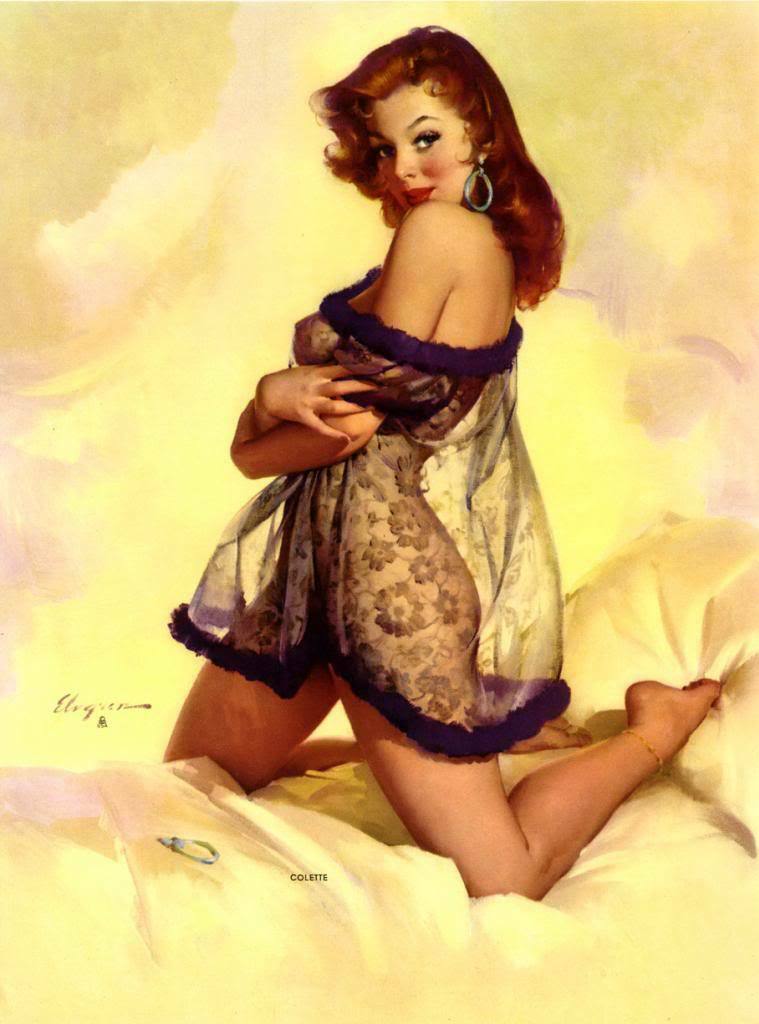

Vintage GIL ELVGREN Pinup Girl Sexy Red head Home Decor Handpainted &HD Print Oil Painting On Canvas Wall Art Canvas Pictures 191117