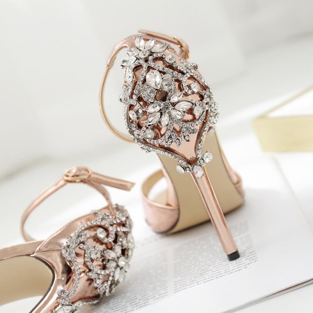 

Pumps Sexy High Heels Sandals Shoes Woman Silver Rhinestone Wedding Shoes High Heels Party Shoes Summer Height Heels Sandals, Black