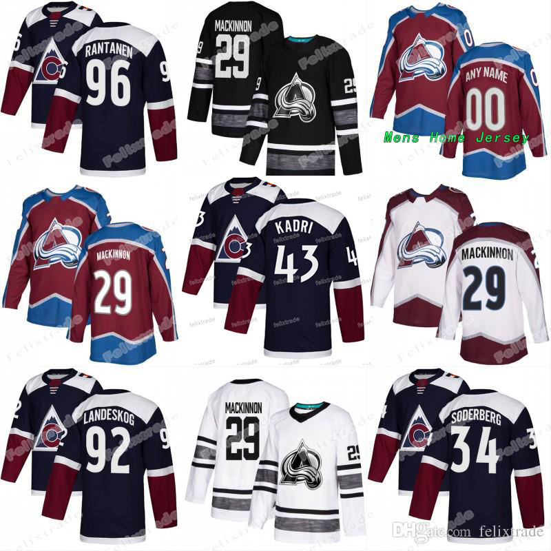 

43 Nazem Kadri Colorado Avalanche Mikko Rantanen Nathan MacKinnon Gabriel Landeskog Carl Soderberg J.T. Compher Alexander Kerfoot Jersey, Womens away