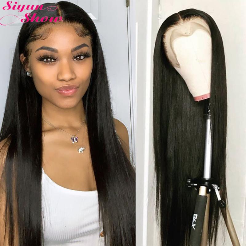 

Siyun Show Brazilian Straight Lace Front Wig 30 inch 360 Lace Frontal Wig Pre Plucked 13x6 Front Human Hair Wigs For Women, As pic