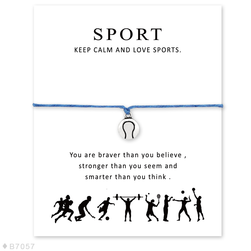 

Tennis Field Ice Hockey Volleyball Baseball Softball Basketball Soccer Sports Charm Card Bracelets Women Girl Men Jewelry Gift