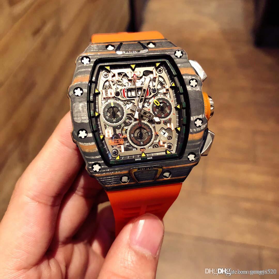 

RICO6-1 Luxury men's watch Movement watch, RM-11, LMC LAST EDITION FLYBACK CHRONOGRAPH LOTUS F1 TEAM series. Carbon fiber case, rubber