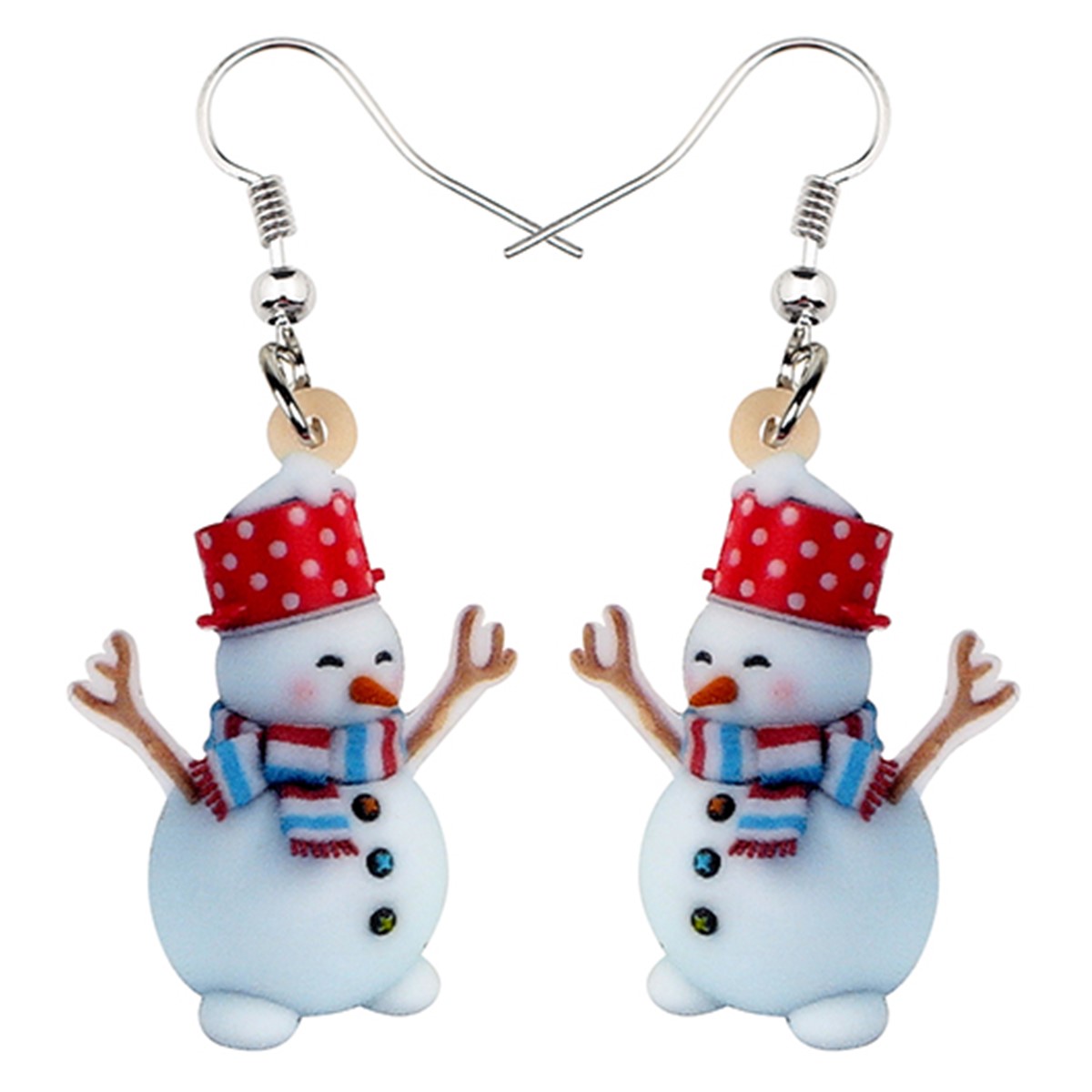 Boucle d oreille bonhomme de neige-bonnet-écharpe-rouge