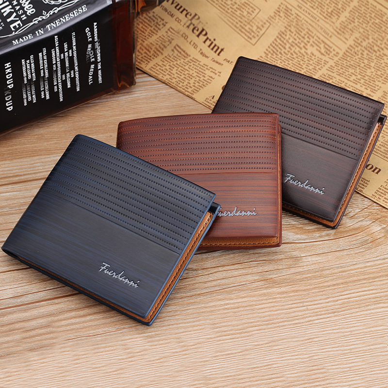 

Export Hot Sale New Famous Brand PU Leather Wallets For Mens Designer Bifold Money Purse High quality Cluch Cente Party Traver Wallet, Brown