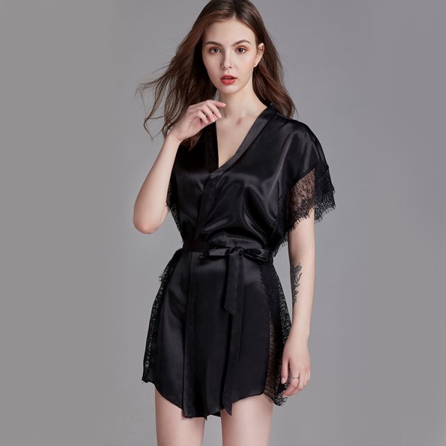 

New lace pajamas women's summer silk pajamas women's summer morning gown thin home clothes free shipping 1759