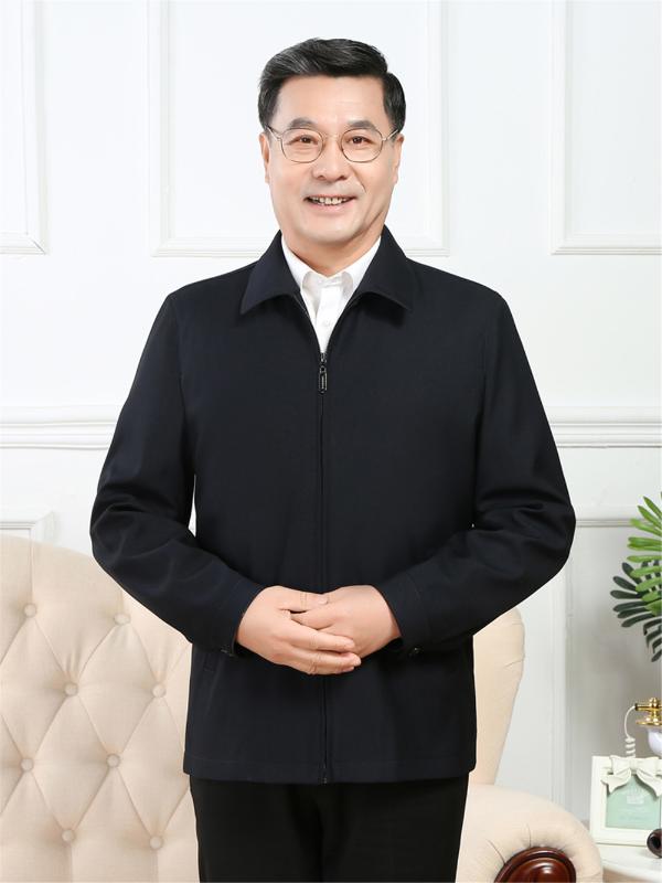 

2020 Spring And Autumn New Middle-aged Jackets Zipper Jacket Men's Coats Dad clothes Father OverCoat Wool Business Casual, Black