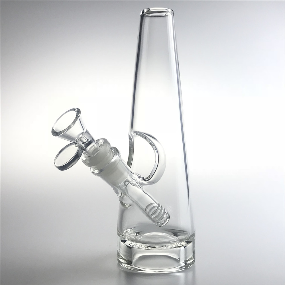 

8 Inch Medium Triangle Glass Bong Water Pipes with Hookah 14mm Female Downstem Thick Bottom Dab Rig Bongs Hookahs Beaker Recycler Bowl Pipe