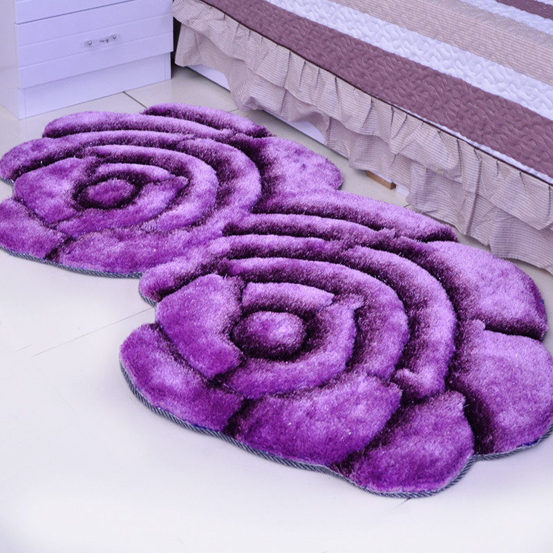 

New Creative Flower Shaped Rug 3D Double Rose Carpets For Decorate Living Room Bedroom Delicate Home decor cushion, Red