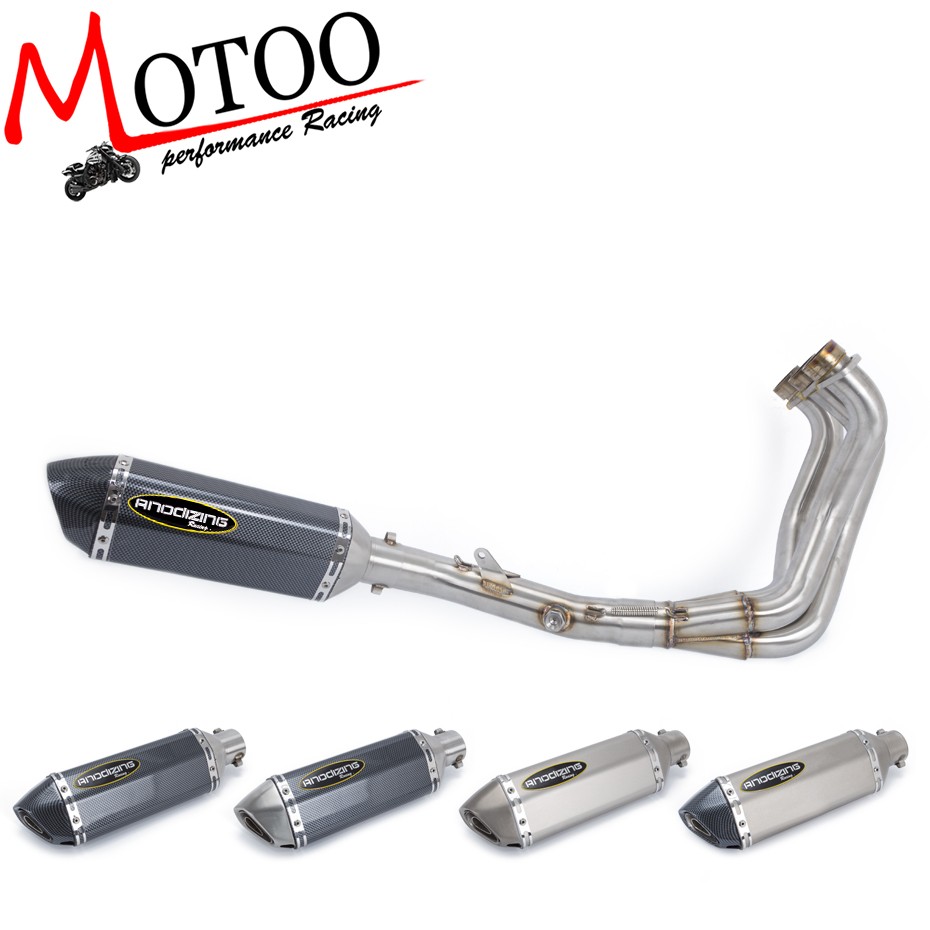 Motoo - POUR MT09 MT09 FZ-09 non traceur 2014-2018 glissement du système d'échappement moto complet avec échappement silencieux d'échappement