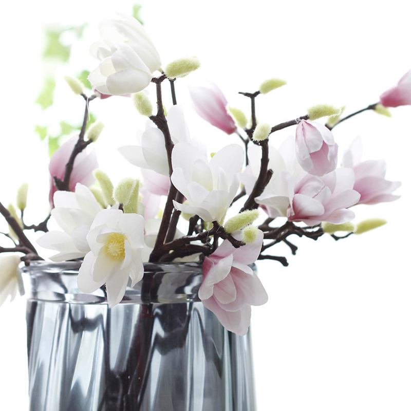 

1Pcs 3D Artificial Magnolia Silk Fake Flower Branch Arrange Table Wedding Home Decor Party Accessory, Milky white