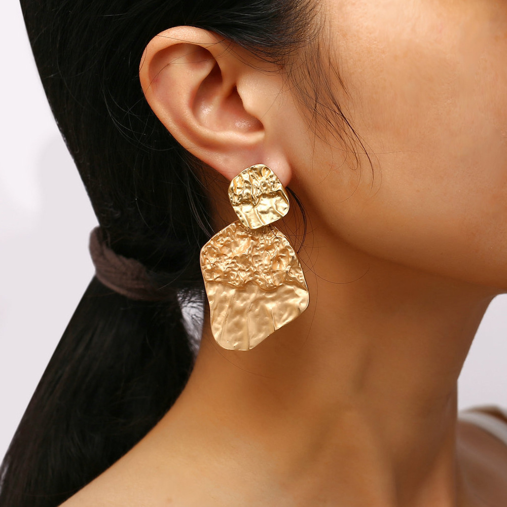 

Personality Exaggeration Earrings Originality Punk Wind Metal Bump Texture Irregular Earrings Woman