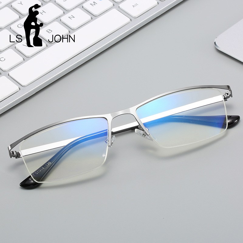 

Sunglasses LS JOHN 2021 Half Frame Reading Glasses Men Women Anti Blue Ray Metal Presbyopic Eyewear Hyperopia Spectacles +1.0 To +4.0