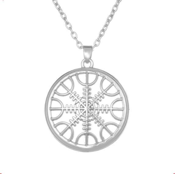 

W21 Viking Odin's Symbol of Norse Viking Runes Hollow Round Runic Amulet Necklace