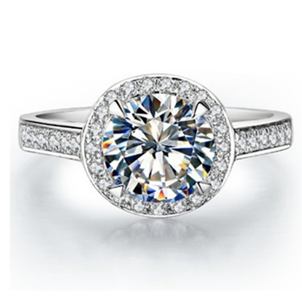 

Test Positive Moissanite 1.5Ct Synthetic Diamonds Moissanite Ring Halo Style Sterling Silver Engagement Ring