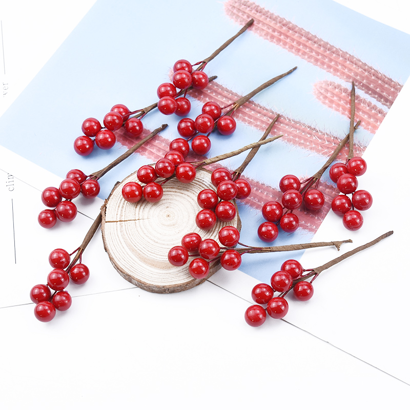 

5/10 Pieces Red christmas fruit vases for home decoration accessories scrapbooking Bride's boutonniere artificial plants cheap