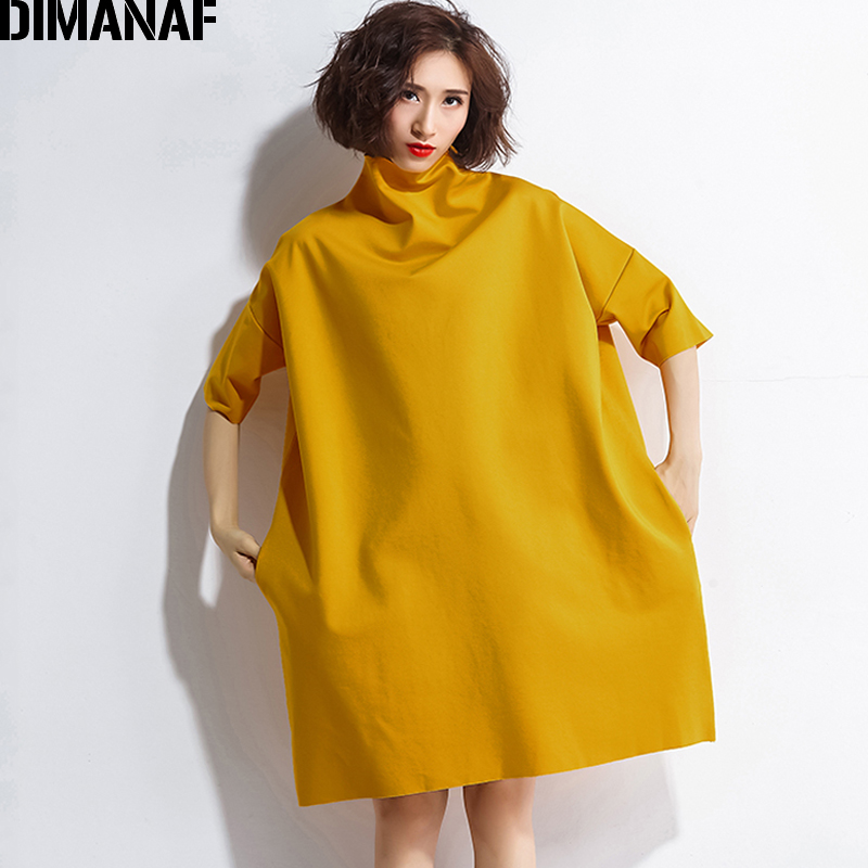 

DIMANAF Autumn Dresses Women Turtleneck Cotton Knitting Femme Clothes Elegant Solid Vestidos Plus Size Fashion Ladies Dress 2020, Tu96105cn-red
