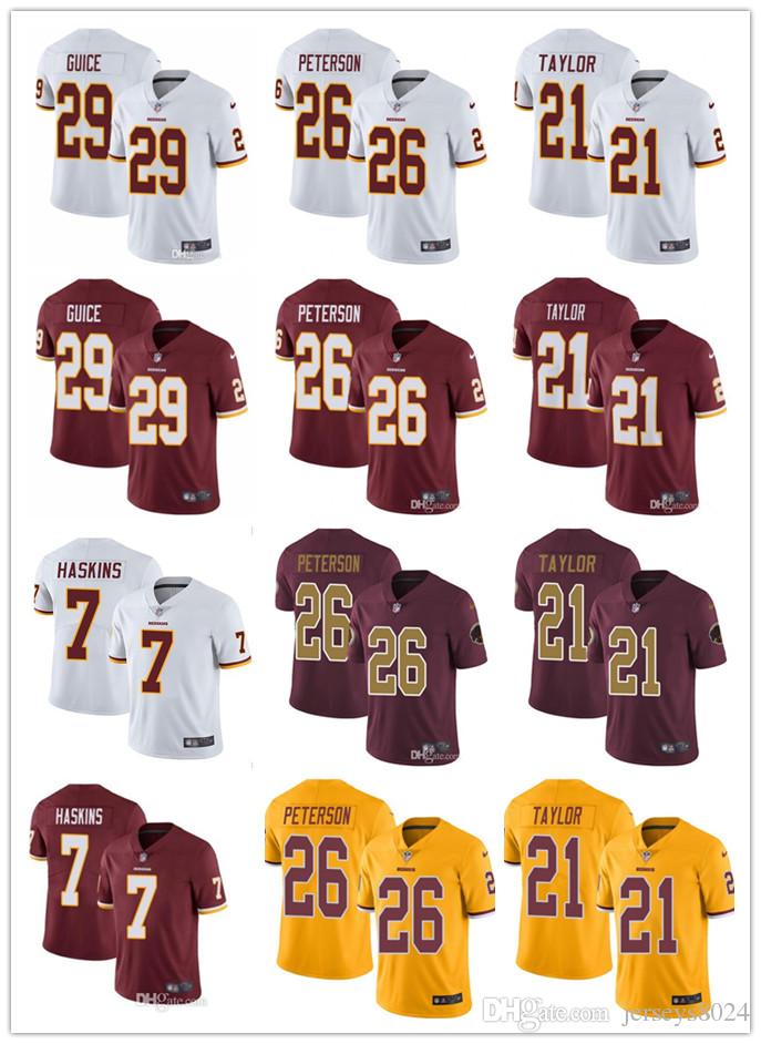 

Washington Redskins Men Women Youth 29 Derrius Guice 26 Adrian Peterson 21 Nfl Sean Taylor 7 Dwayne Haskins Football Jerseys, Black;red