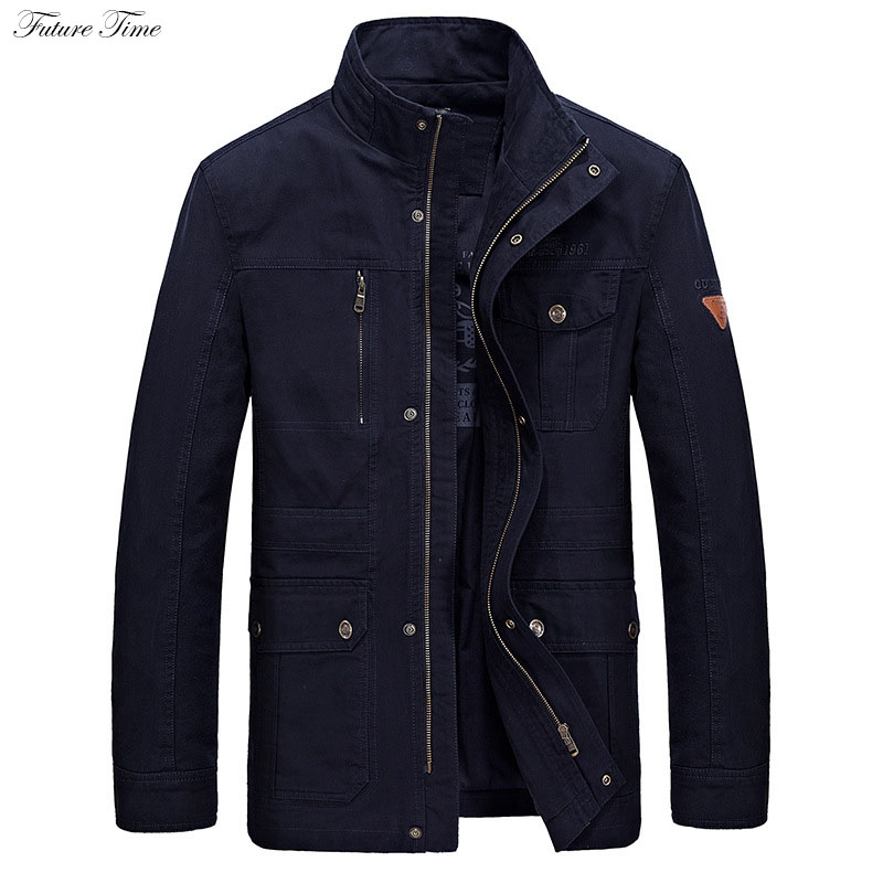 

Mens Long Jacket Army Green Plus Size 8xl Zipper Autumn Cargo Outwear Cotton Brand Clothing Casual Jackets C1854, Navy blue
