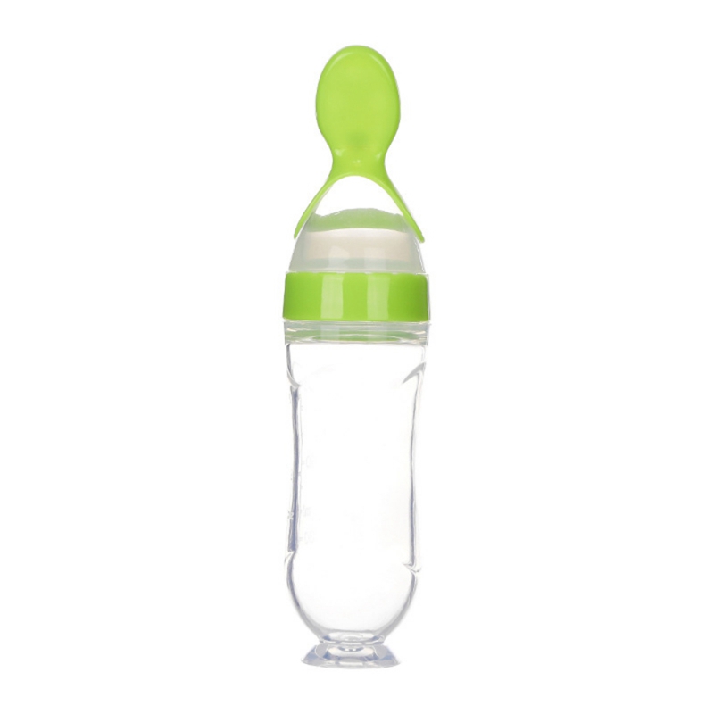 

Newborn Baby Squeeze Feeding Bottle Silicone Dispensing Spoon Infant Cereal Feeder Safe Tools For Best Gift