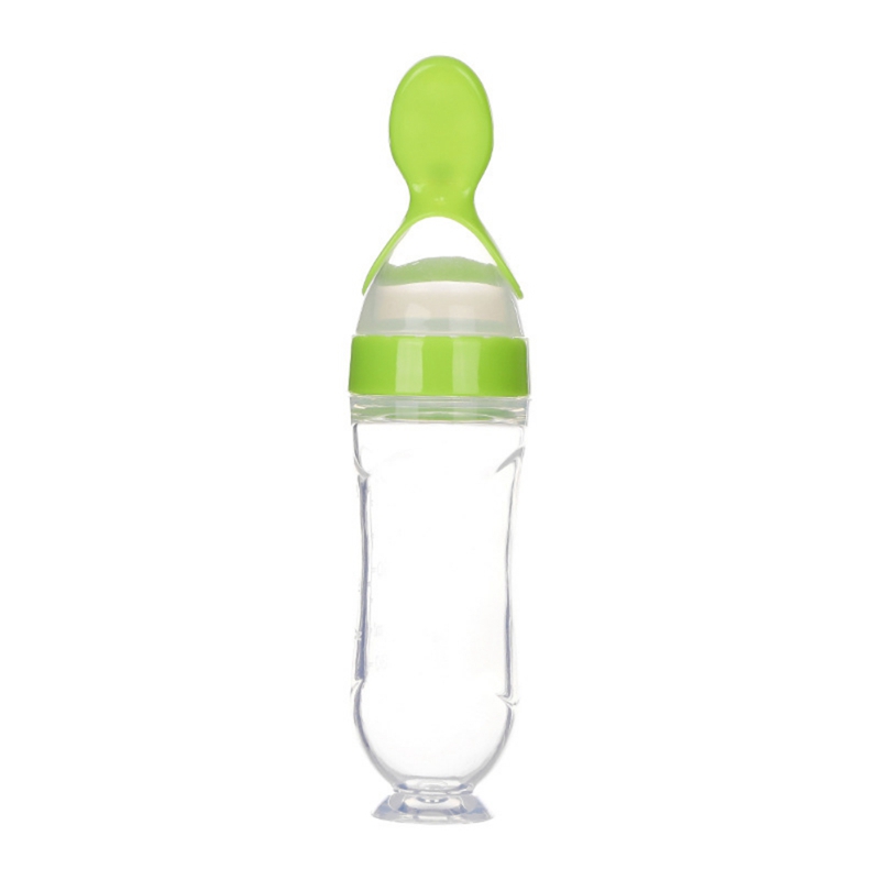 

Newborn Baby Squeeze Feeding Bottle Silicone Dispensing Spoon Infant Cereal Feeder Safe Tools For Best Gift