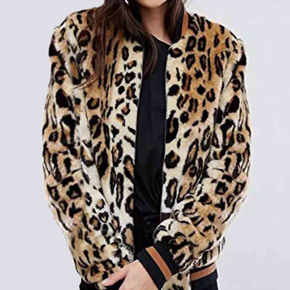 

Fast-track Eaby Amazon 2019 New Ladies Hair Neck Leopard-print Pocket Zipper Jacket In Stock Fashion 6889, As picture