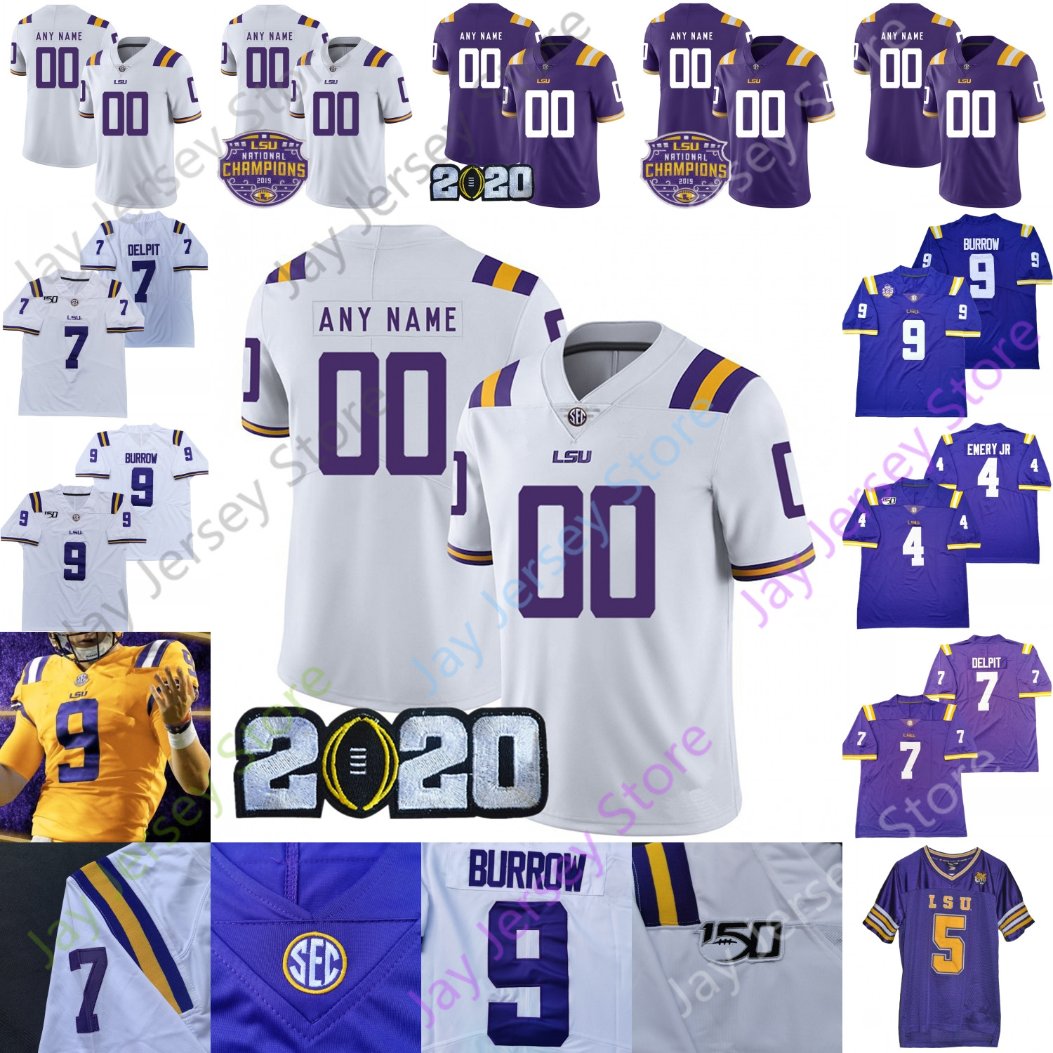 

Louisiana State LSU Tigers Football Jersey NCAA Devin White Morris Claiborne Eric Reid Russell Bowe Addai Ja'Marr Chase Mathieu Burrow, Yellow