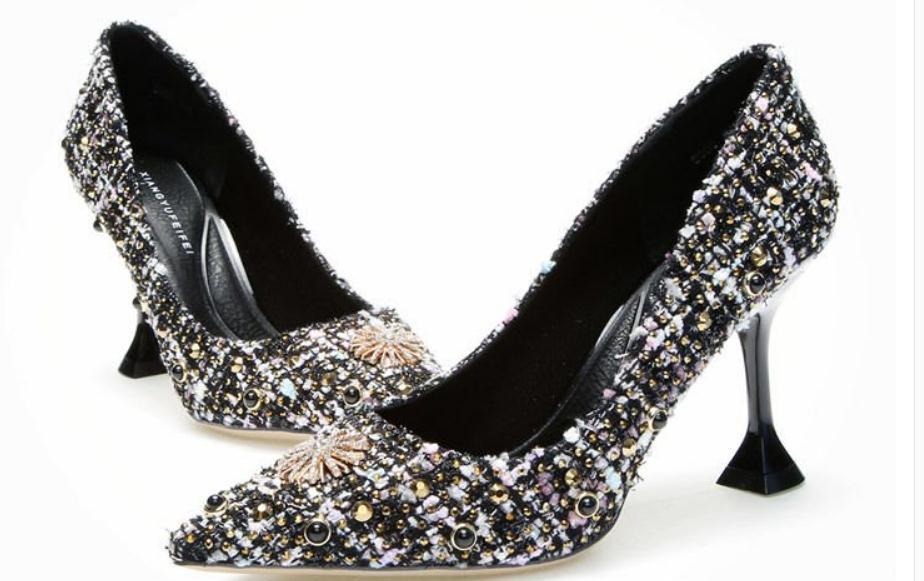 

2020 Women's shoes in Spring and Autumn with New style High heel fine heel pointed end@4111, Black