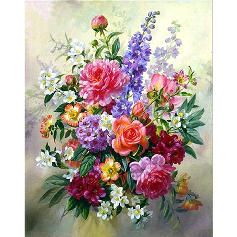 

DIY Diamond Painting Kits for Adults Full Round Drill Colorful Flowers Bouquet Paint with Diamonds Rhinestone Cross Stitch Art