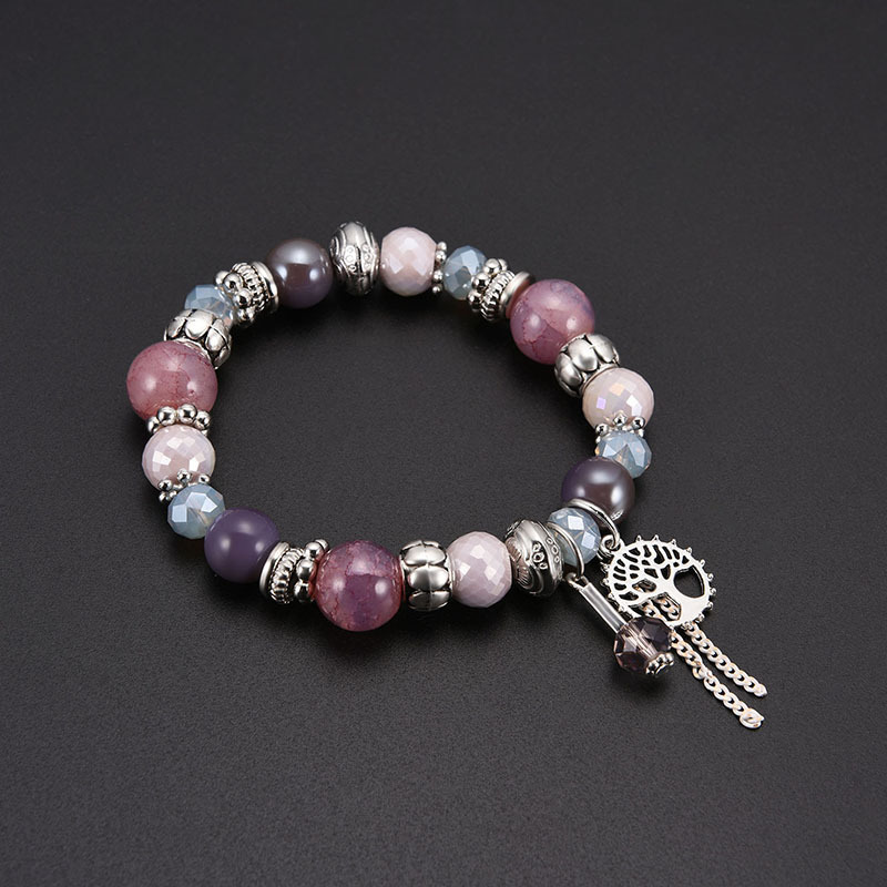 

Elegant Womens Antique High Quality Handmade Crystal Beads Strands Bracelet Natural Stone Metal Charm Jewelry with Tassel