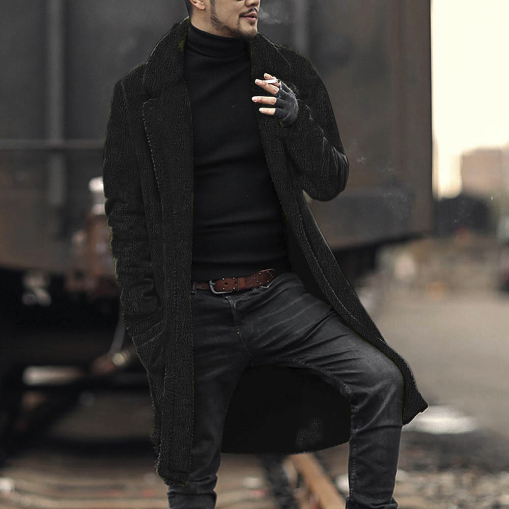 

Men's Coats Fashion Men Loose Warm Plush Cardigan Long Furry Double-Sided Coat Tops Blouses Outwaer Fashion Large Cardigan Coat, Army green