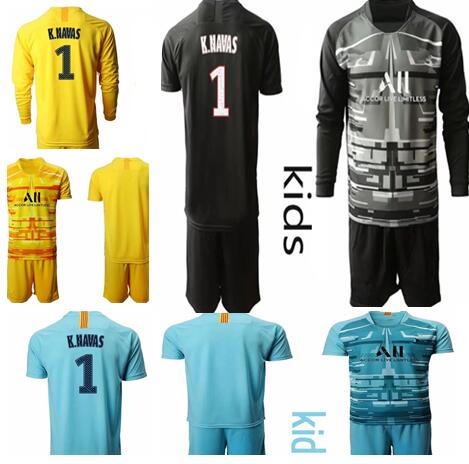 

2019 2020 Soccer jersey goalkeeper kit #1 K.NAVAS KIDS Shirt Long sleeve Short sleeve Goalie uniforms youth Soccer Jeersey MBAPPE