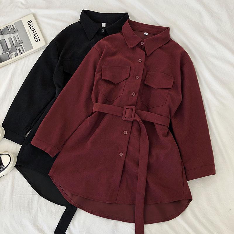 

Single-breasted Collar Shirt Women Jacket 2020 Spring And Autumn Coat Female Loose Mid-length Shirt Women' Jacket, Black