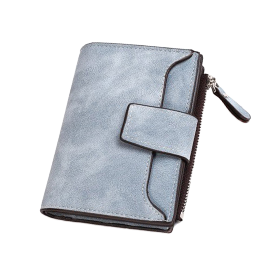 

Girl Woman PU Leather Wallet Purse Card Holder Coin With Zipper Bag Brown / Gray / Blue
